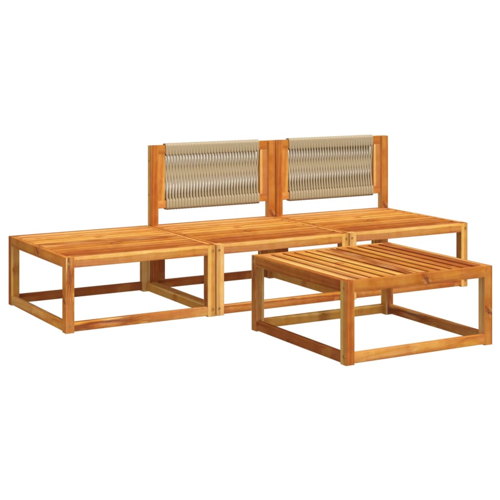 4-delige tuinbankset met kussens acaciahout & touw is nu te koop bij PeponiXL, paradijselijk wonen!