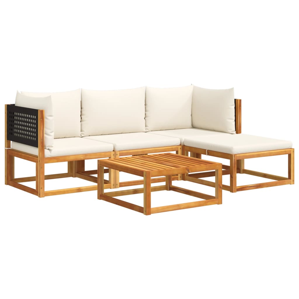 5-delige tuinbankset met kussens acaciahout & rotan is nu te koop bij PeponiXL, paradijselijk wonen!