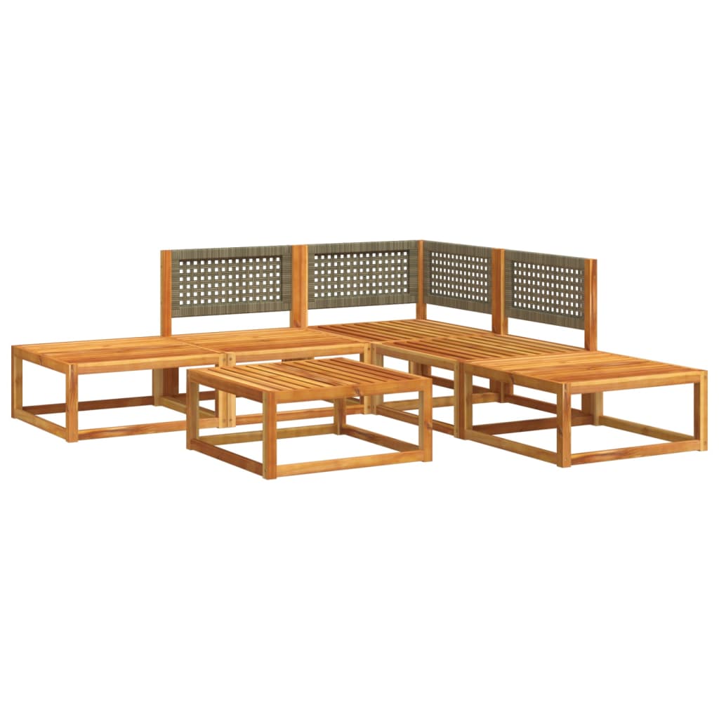 6-delige tuinbankset met kussens acaciahout & rotan is nu te koop bij PeponiXL, paradijselijk wonen!