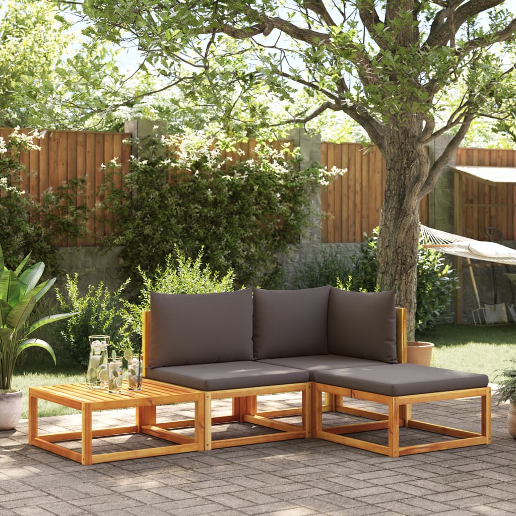 4-delige tuinbankset met kussens acaciahout & rotan is nu te koop bij PeponiXL, paradijselijk wonen!