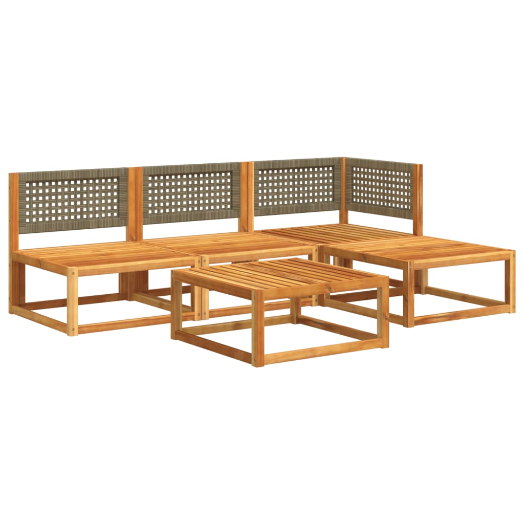 5-delige tuinbankset met kussens acaciahout & rotan is nu te koop bij PeponiXL, paradijselijk wonen!