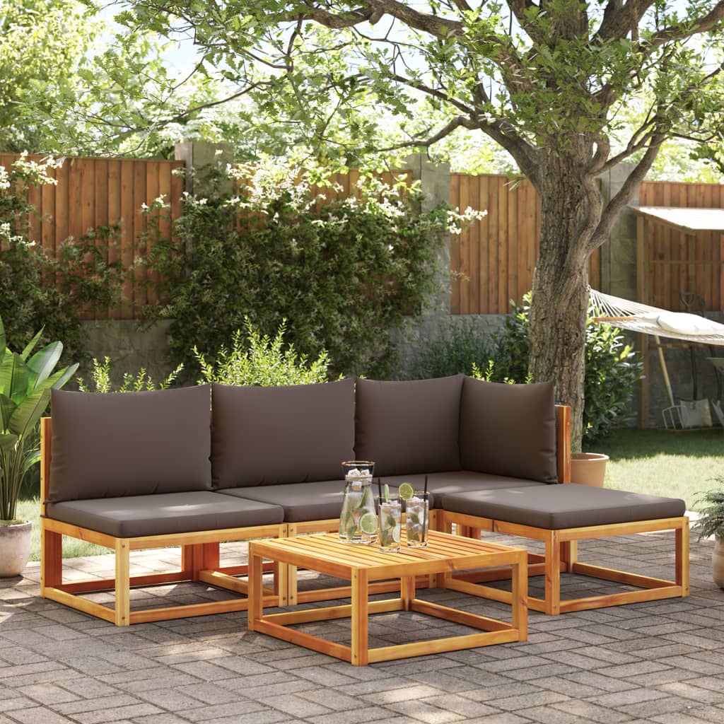 5-delige tuinbankset met kussens acaciahout & rotan is nu te koop bij PeponiXL, paradijselijk wonen!