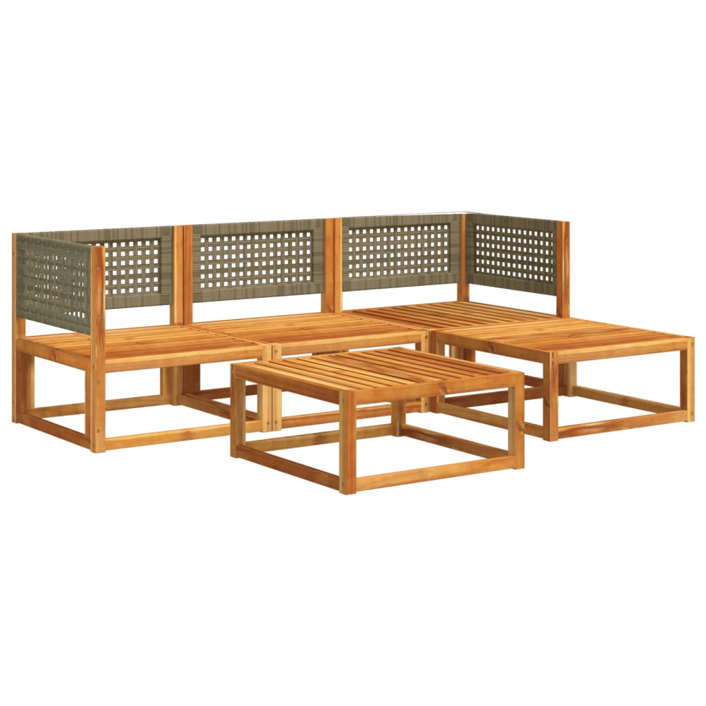 5-delige tuinbankset met kussens acaciahout & rotan is nu te koop bij PeponiXL, paradijselijk wonen!
