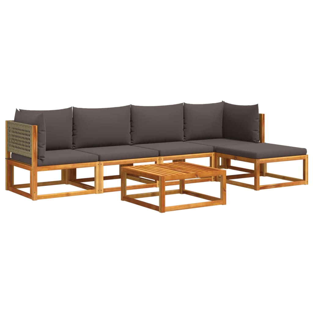 6-delige tuinbankset met kussens acaciahout & rotan is nu te koop bij PeponiXL, paradijselijk wonen!