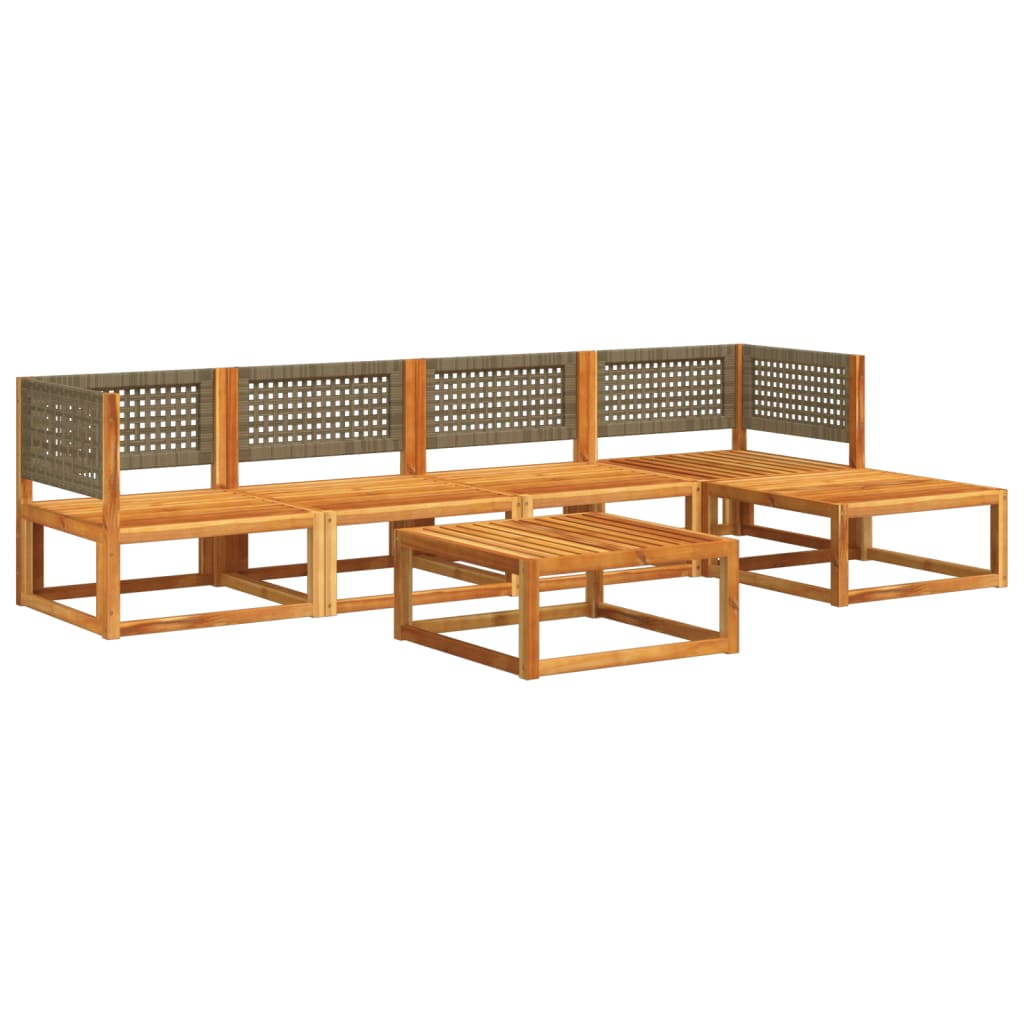 6-delige tuinbankset met kussens acaciahout & rotan is nu te koop bij PeponiXL, paradijselijk wonen!