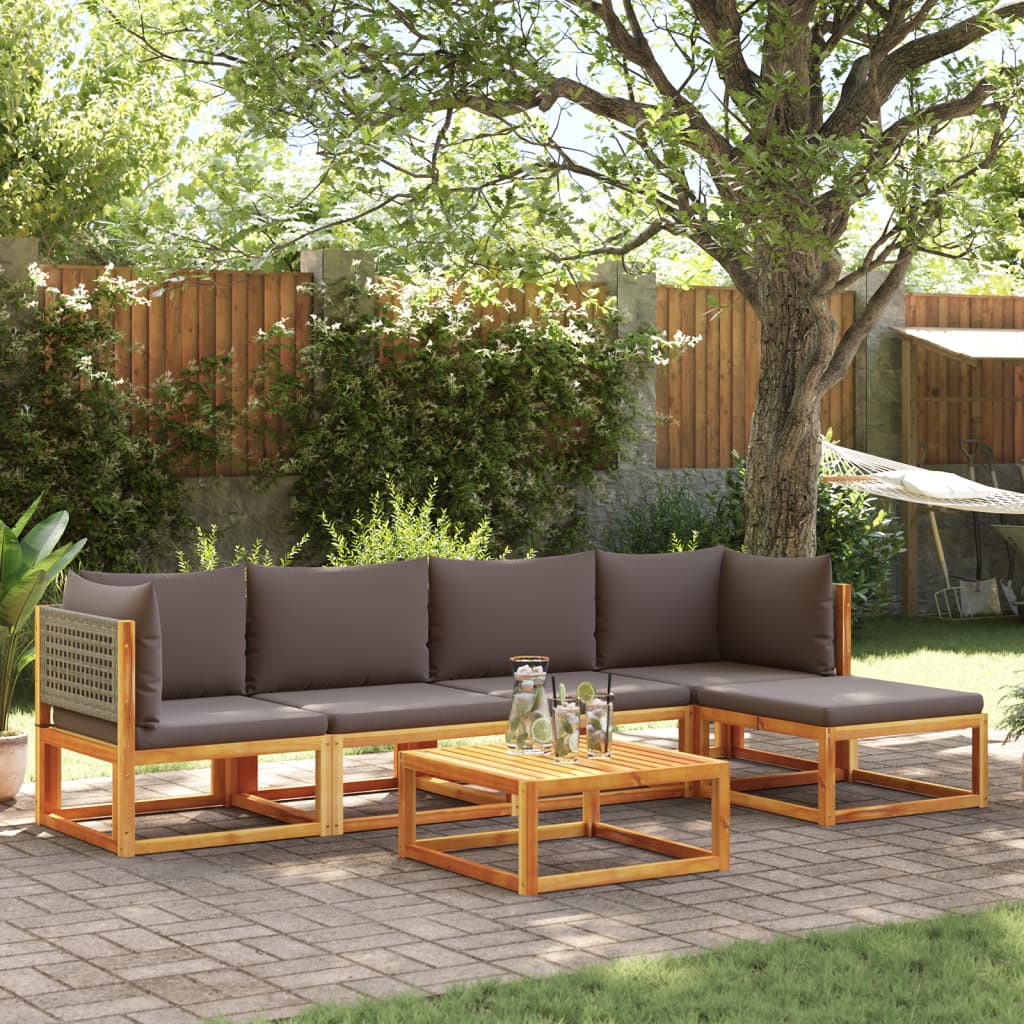6-delige tuinbankset met kussens acaciahout & rotan is nu te koop bij PeponiXL, paradijselijk wonen!