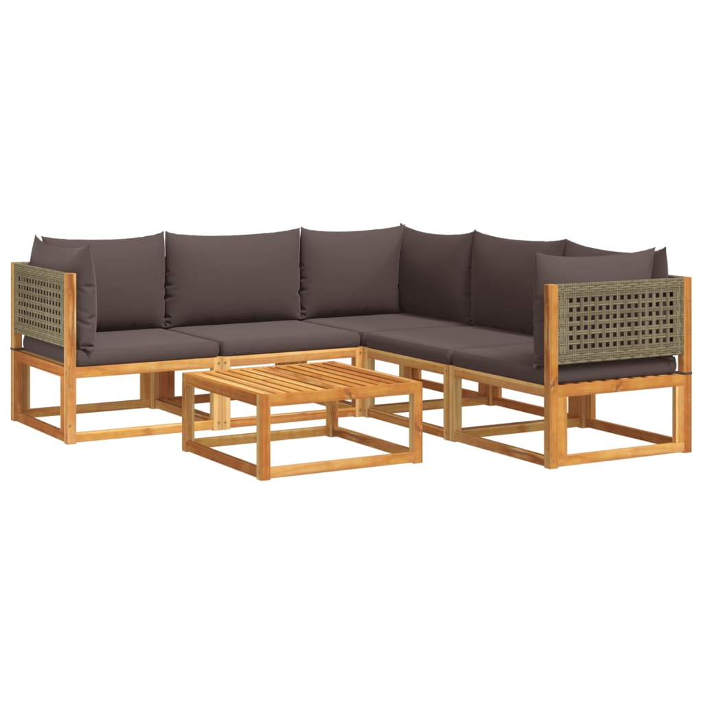 6-delige tuinbankset met kussens acaciahout & rotan is nu te koop bij PeponiXL, paradijselijk wonen!