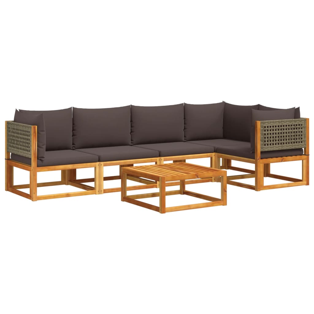 6-delige tuinbankset met kussens acaciahout & rotan is nu te koop bij PeponiXL, paradijselijk wonen!