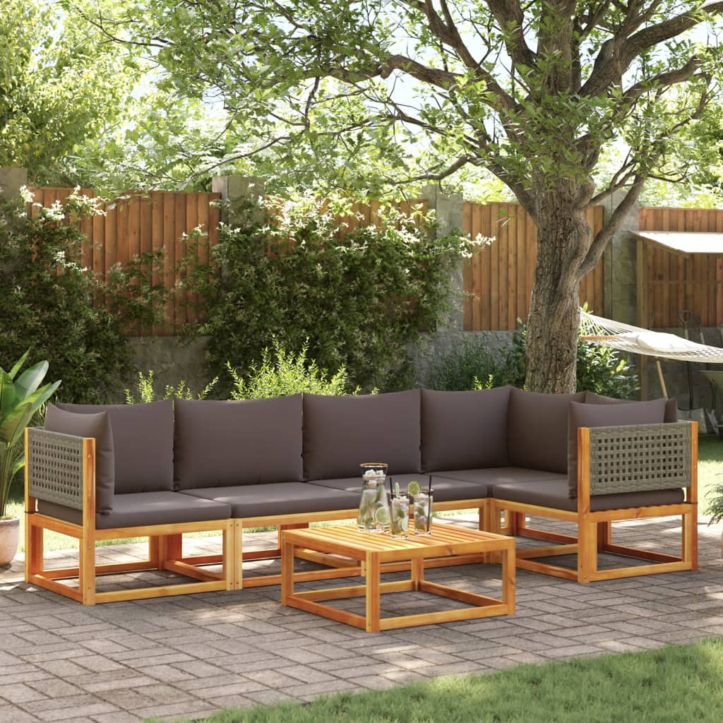 6-delige tuinbankset met kussens acaciahout & rotan is nu te koop bij PeponiXL, paradijselijk wonen!