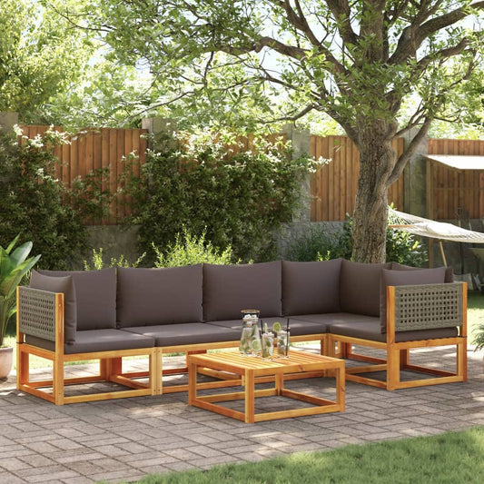 6-delige tuinbankset met kussens acaciahout & rotan is nu te koop bij PeponiXL, paradijselijk wonen!