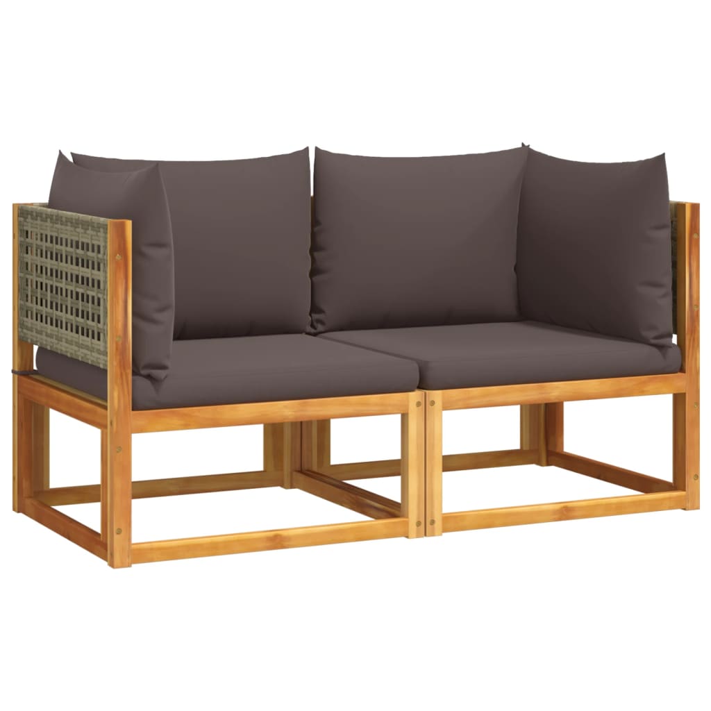 Tuinbanken Hoekbanken met Kussens 2 st acaciahout & Rotan is nu te koop bij PeponiXL, paradijselijk wonen!