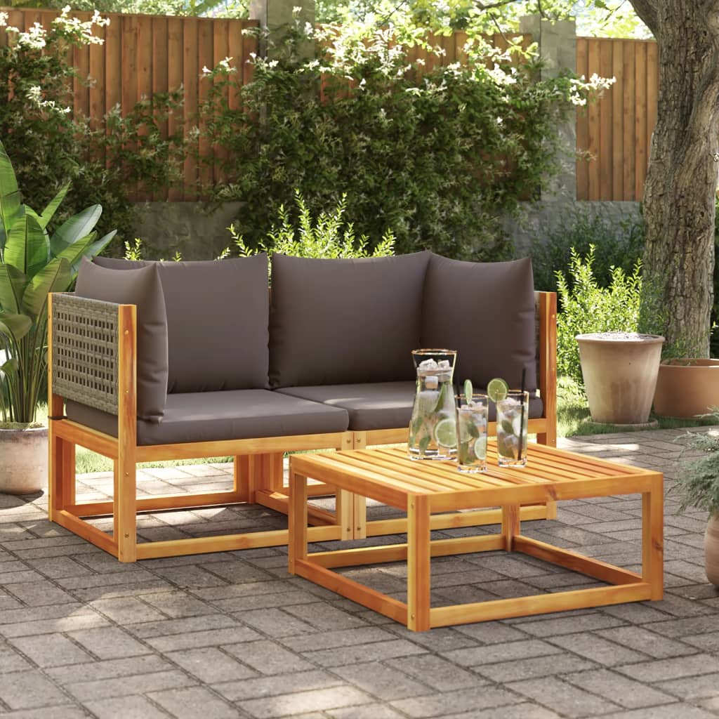 Tuinbanken Hoekbanken met Kussens 2 st acaciahout & Rotan is nu te koop bij PeponiXL, paradijselijk wonen!