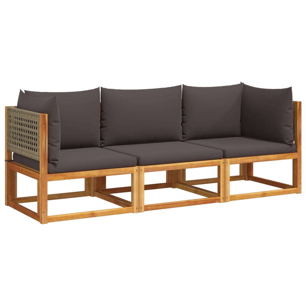 3-delige tuinbankset met kussens acaciahout & rotan is nu te koop bij PeponiXL, paradijselijk wonen!