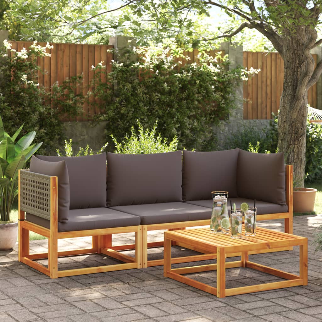 3-delige tuinbankset met kussens acaciahout & rotan is nu te koop bij PeponiXL, paradijselijk wonen!