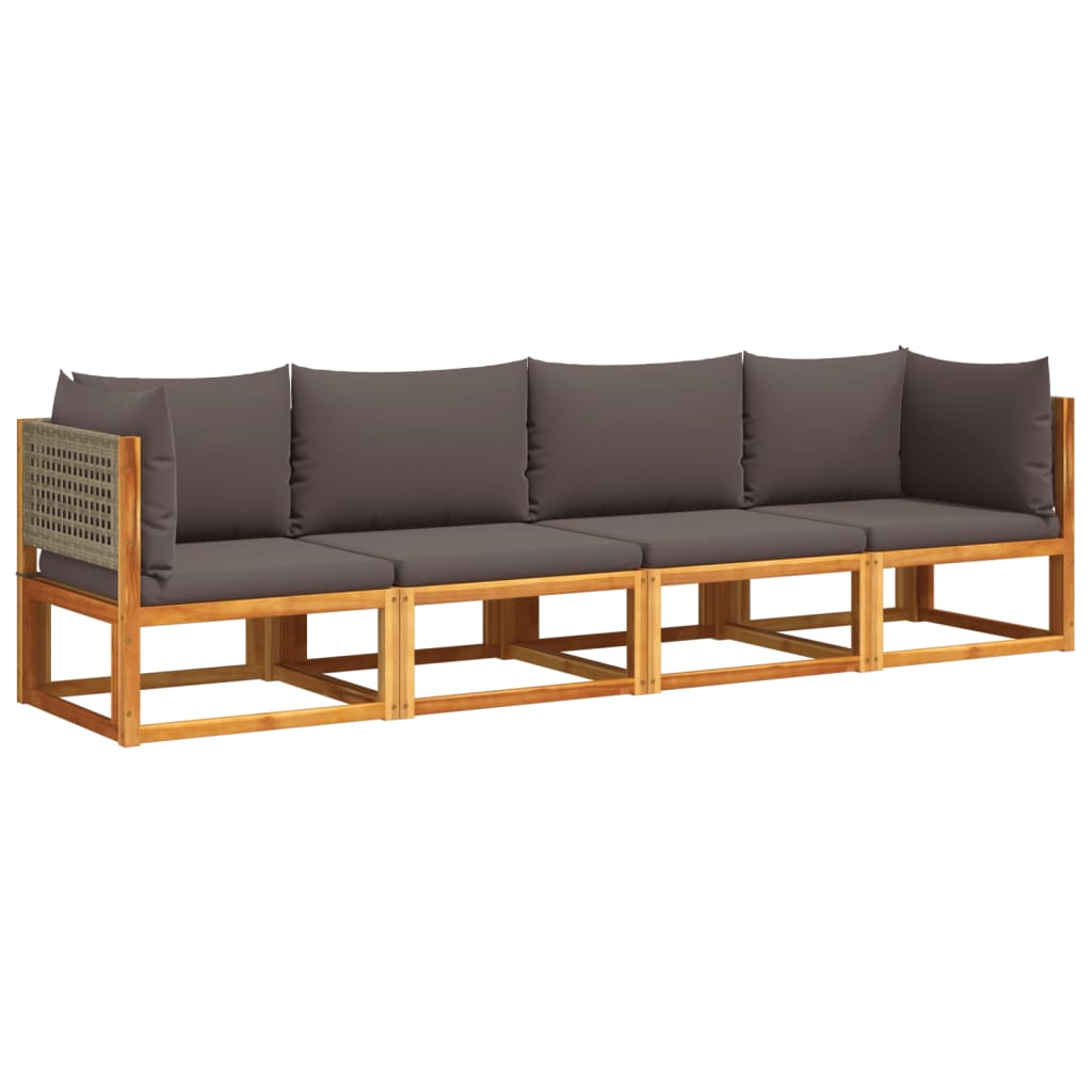 4-delige tuinbankset met kussens acaciahout & rotan is nu te koop bij PeponiXL, paradijselijk wonen!