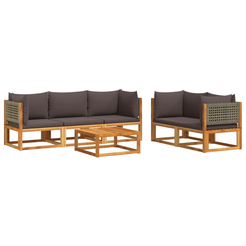 6-delige tuinbankset met kussens acaciahout & rotan is nu te koop bij PeponiXL, paradijselijk wonen!