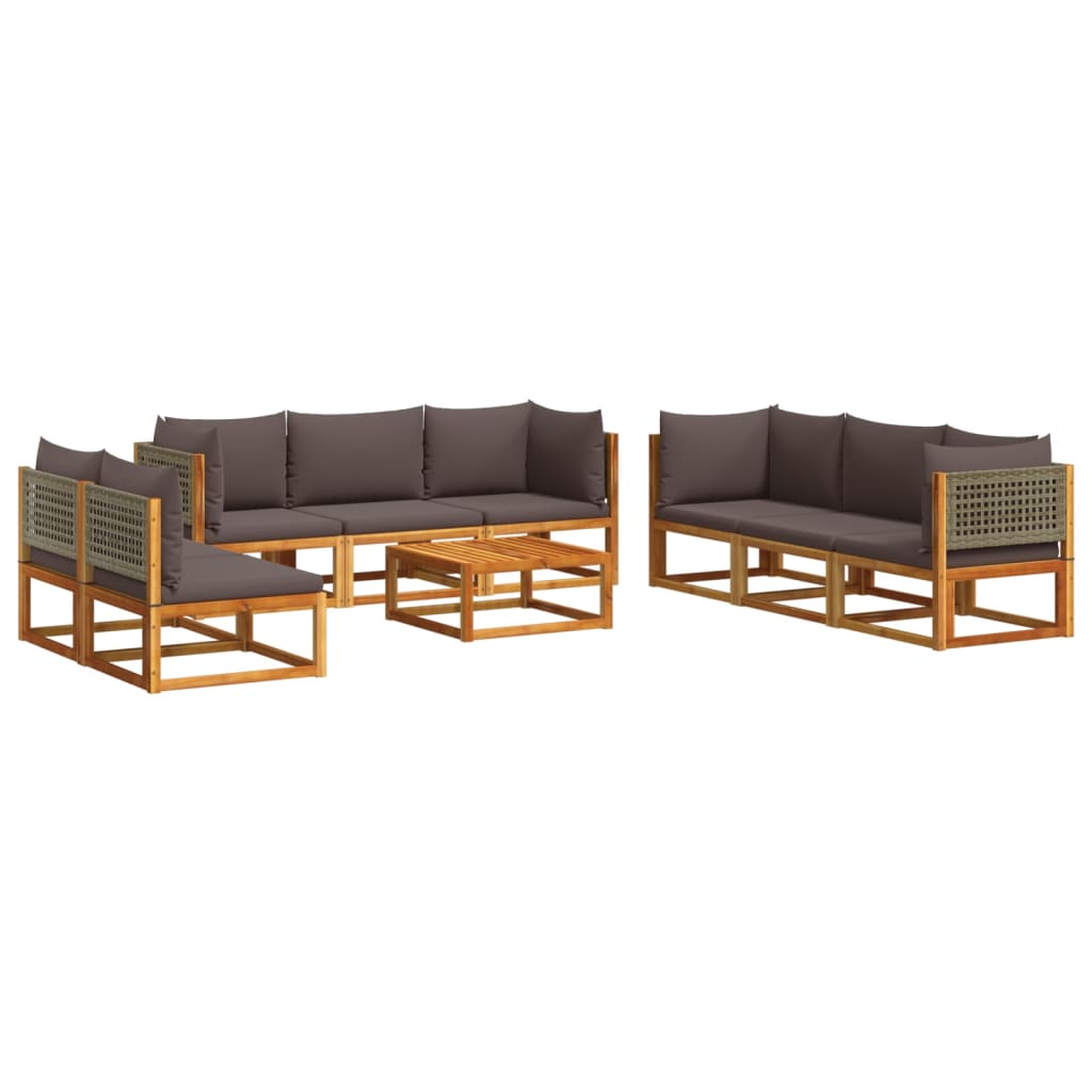 9-delige tuinbankset met kussens acaciahout & rotan is nu te koop bij PeponiXL, paradijselijk wonen!