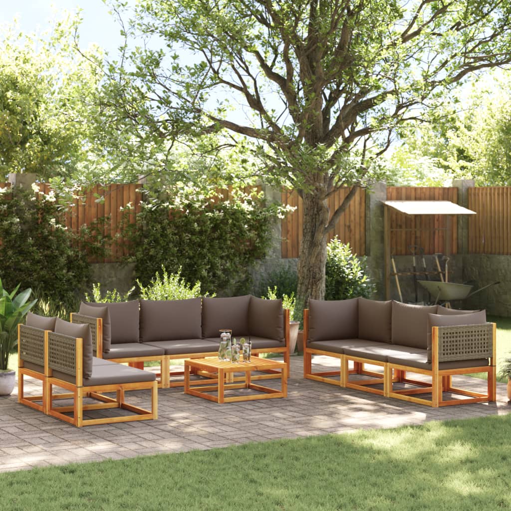 9-delige tuinbankset met kussens acaciahout & rotan is nu te koop bij PeponiXL, paradijselijk wonen!