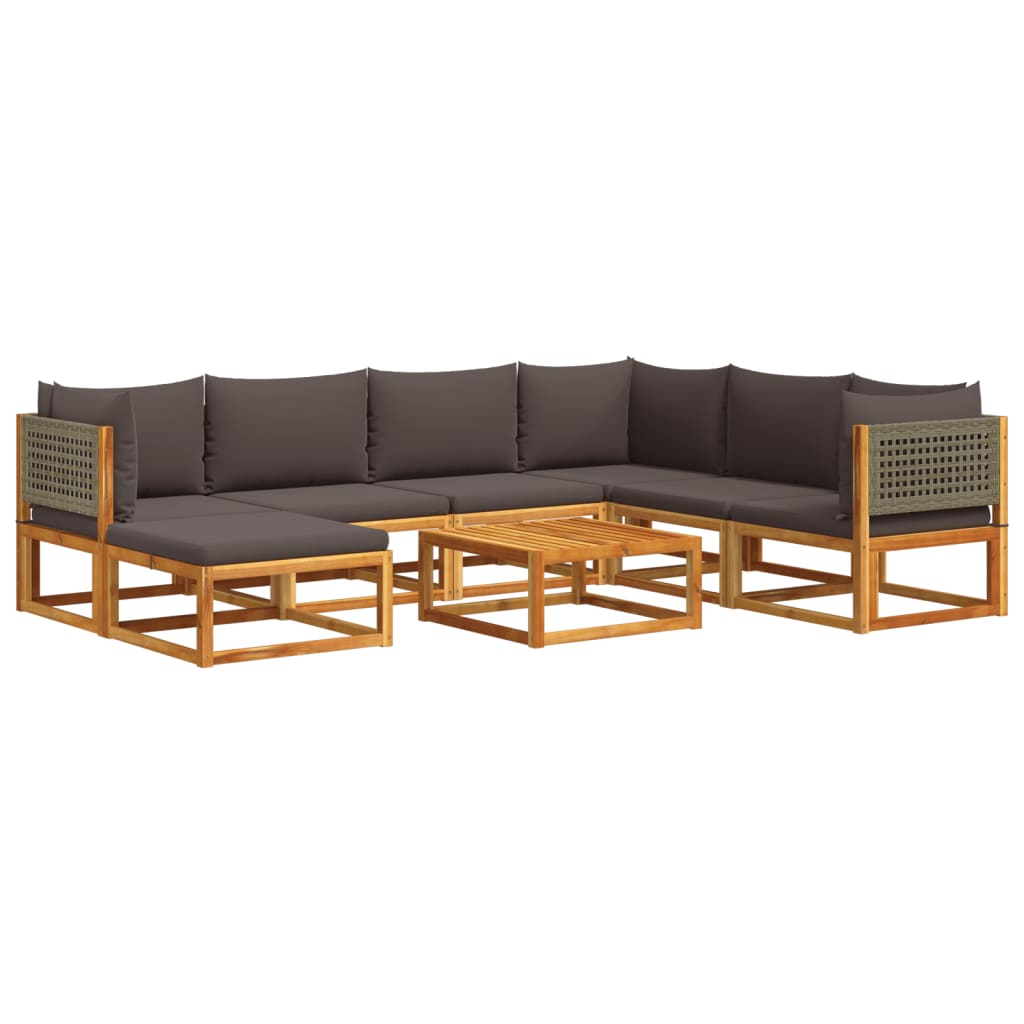 8-delige tuinbankset met kussens acaciahout & rotan is nu te koop bij PeponiXL, paradijselijk wonen!