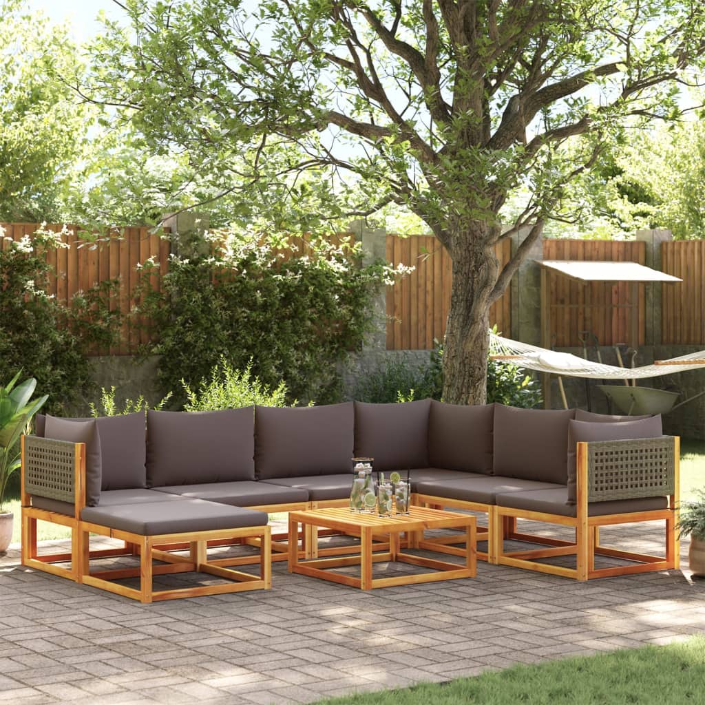 8-delige tuinbankset met kussens acaciahout & rotan is nu te koop bij PeponiXL, paradijselijk wonen!
