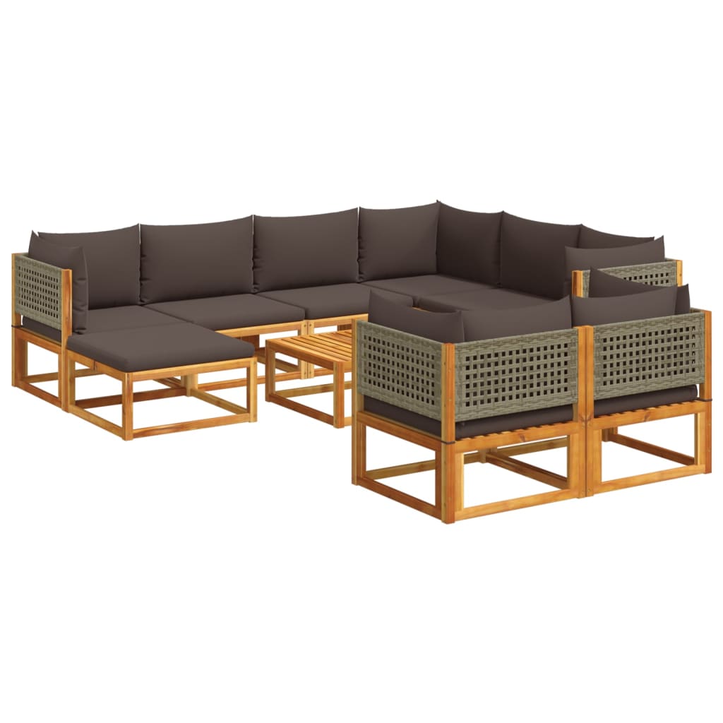 10-delige tuinbankset met kussens acaciahout & rotan is nu te koop bij PeponiXL, paradijselijk wonen!