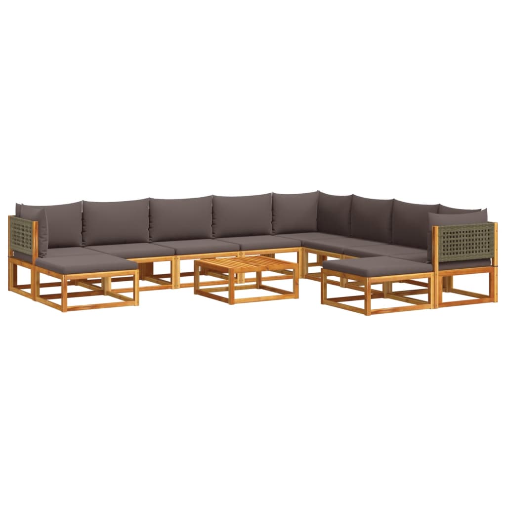 11-delige tuinbankset met kussens acaciahout & rotan is nu te koop bij PeponiXL, paradijselijk wonen!