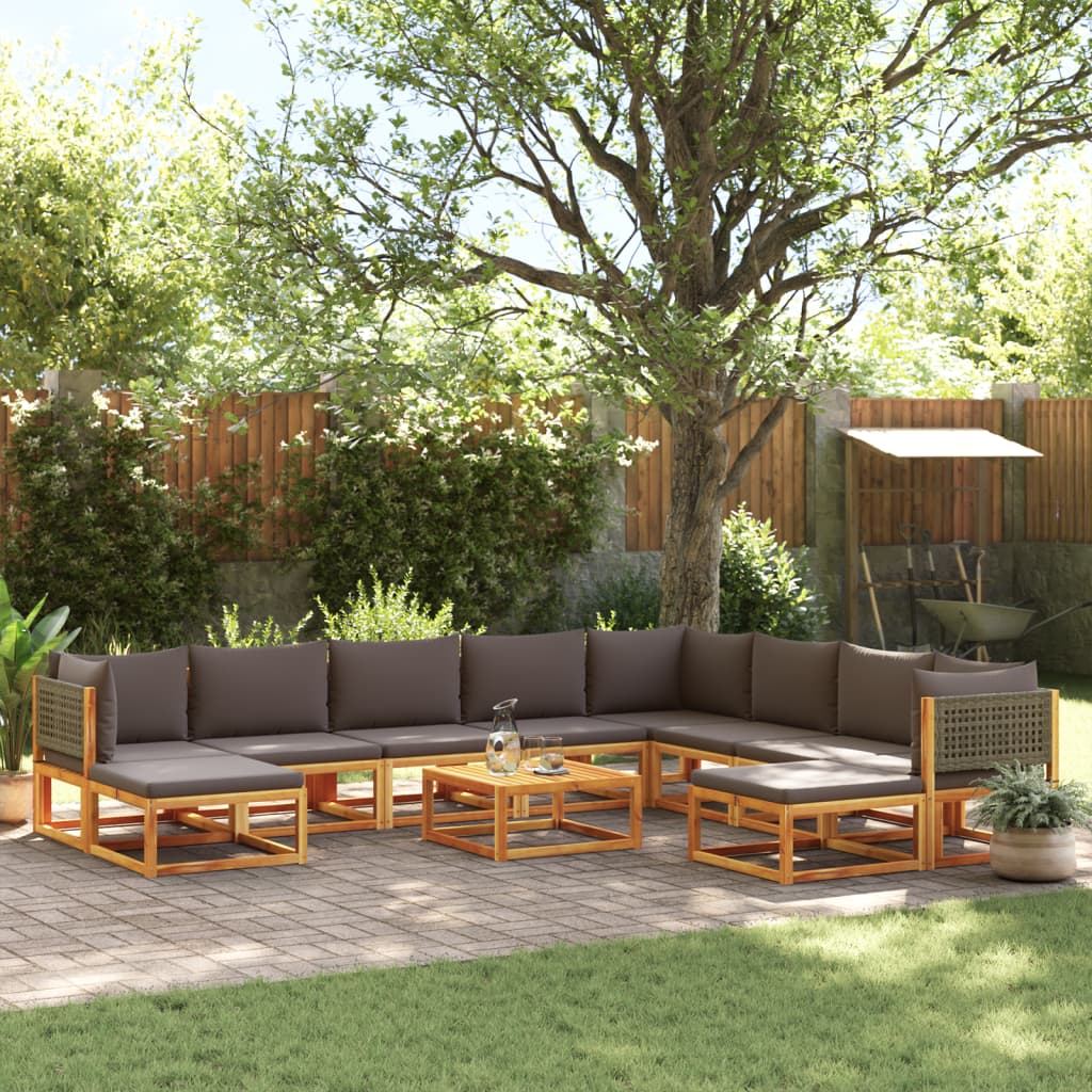 11-delige tuinbankset met kussens acaciahout & rotan is nu te koop bij PeponiXL, paradijselijk wonen!