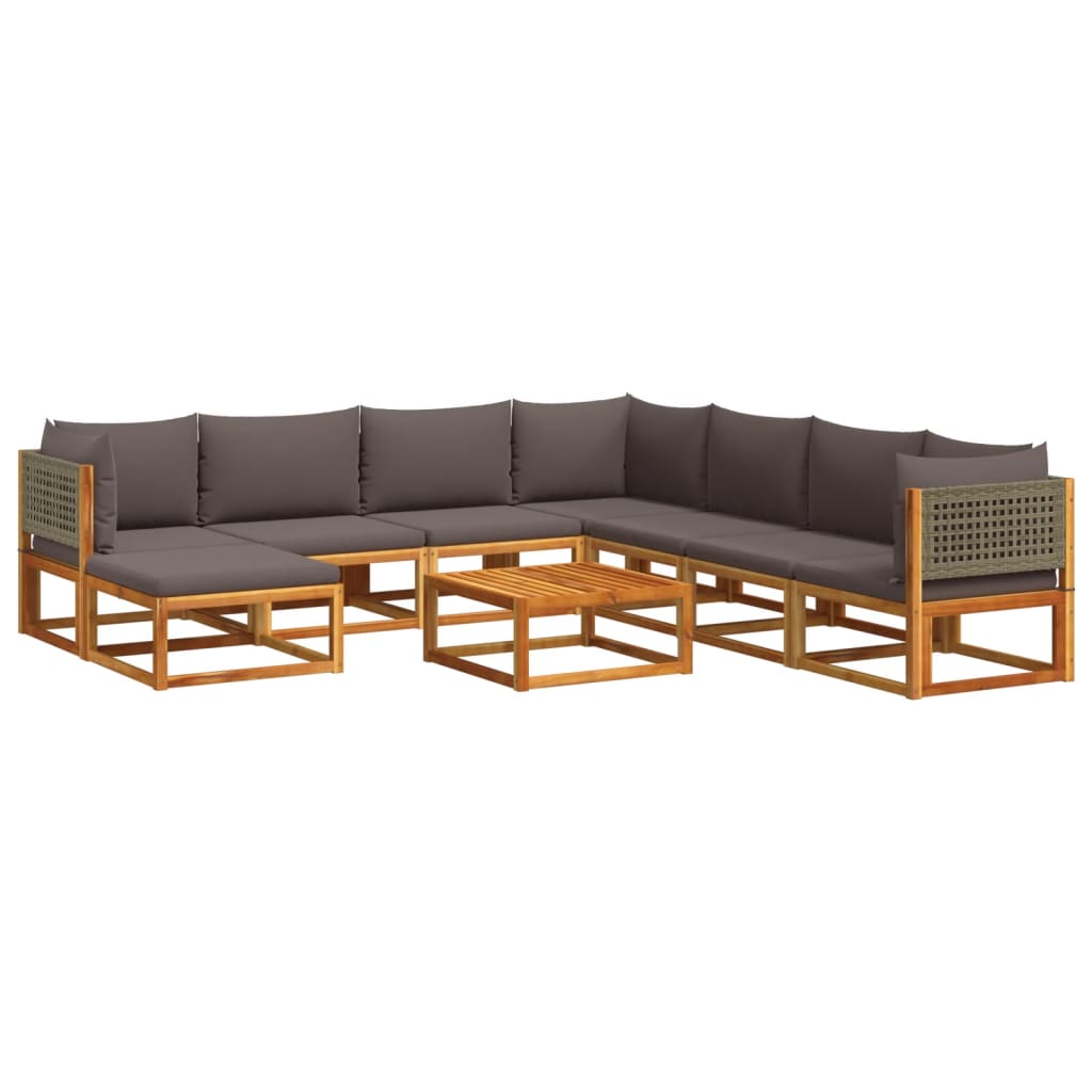 9-delige tuinbankset met kussens acaciahout & rotan is nu te koop bij PeponiXL, paradijselijk wonen!