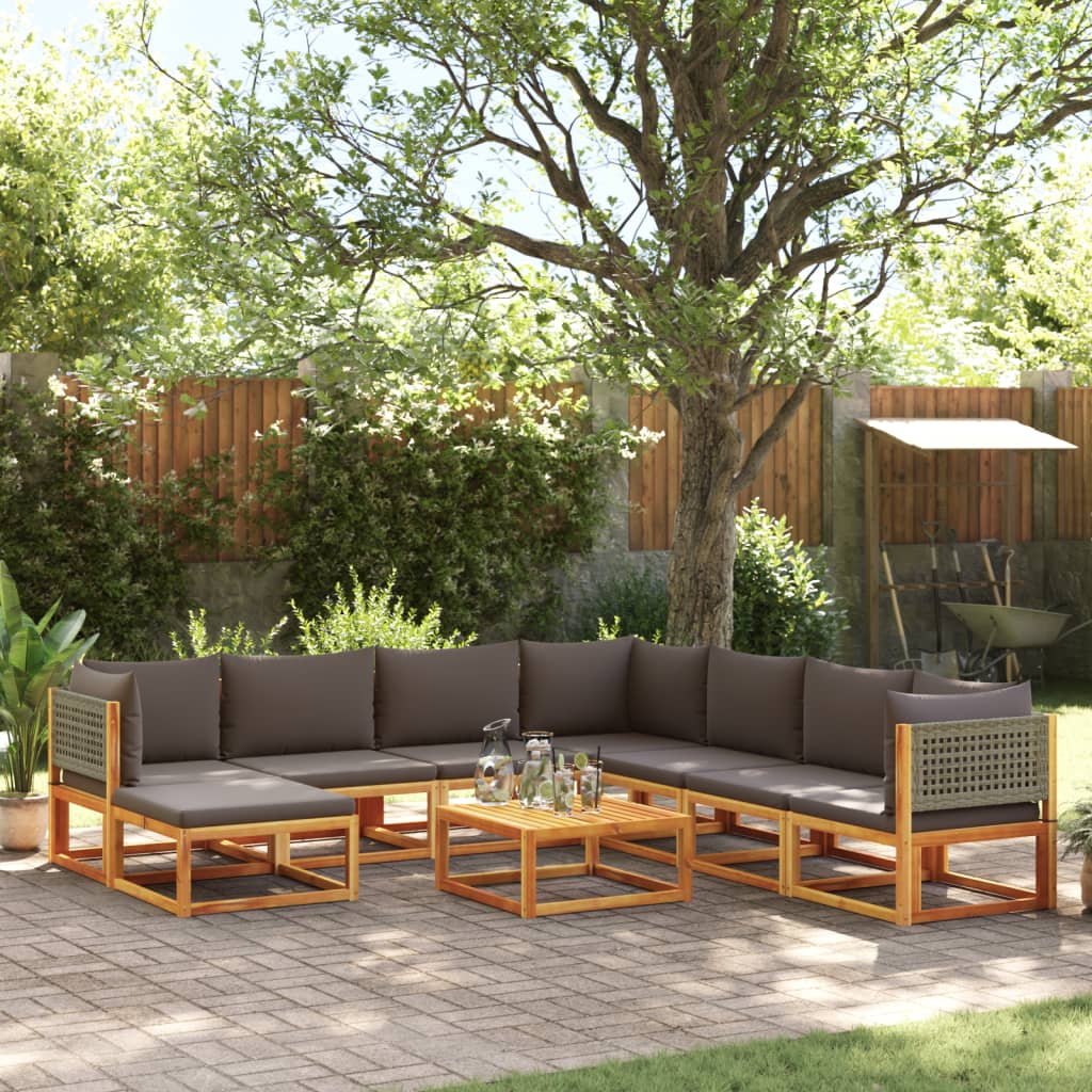 9-delige tuinbankset met kussens acaciahout & rotan is nu te koop bij PeponiXL, paradijselijk wonen!