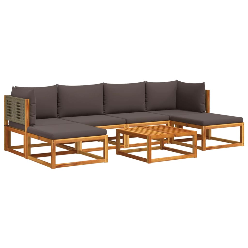 7-delige tuinbankset met kussens acaciahout & rotan is nu te koop bij PeponiXL, paradijselijk wonen!