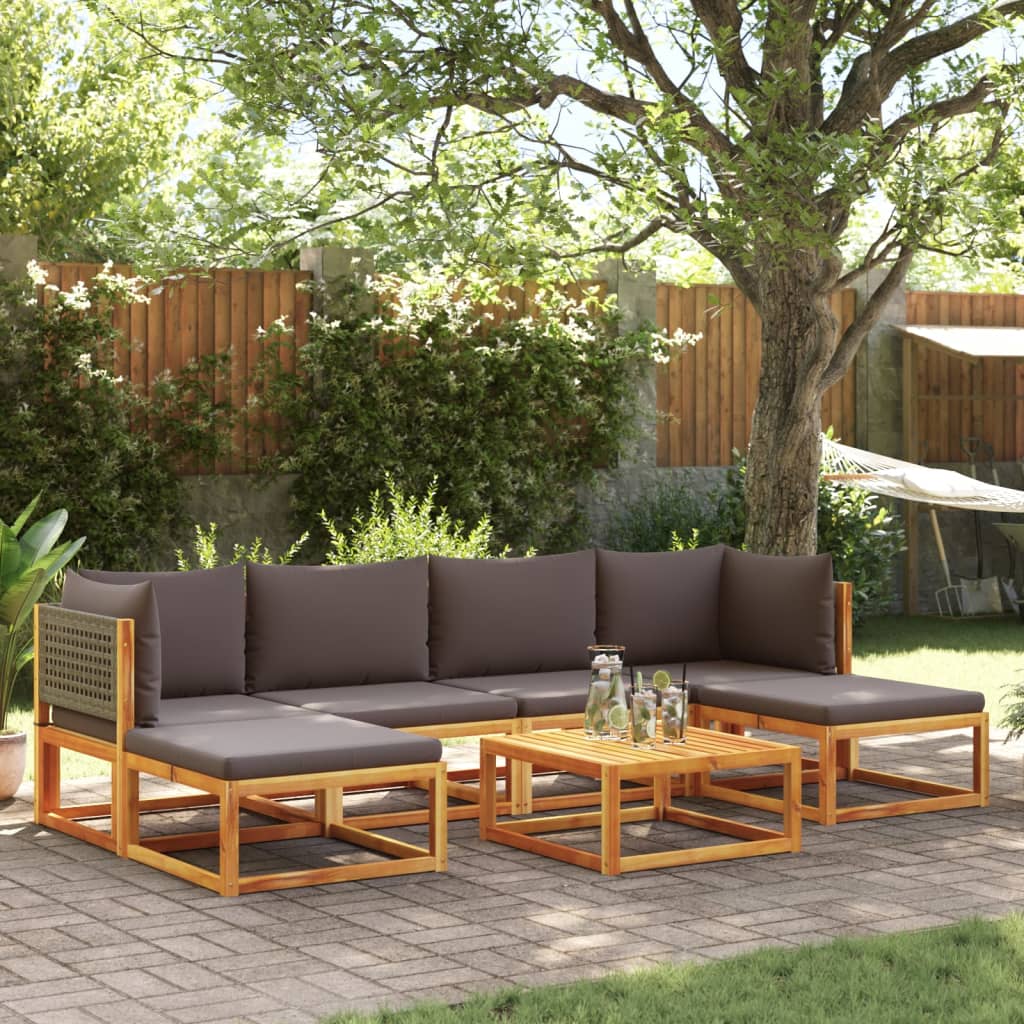 7-delige tuinbankset met kussens acaciahout & rotan is nu te koop bij PeponiXL, paradijselijk wonen!