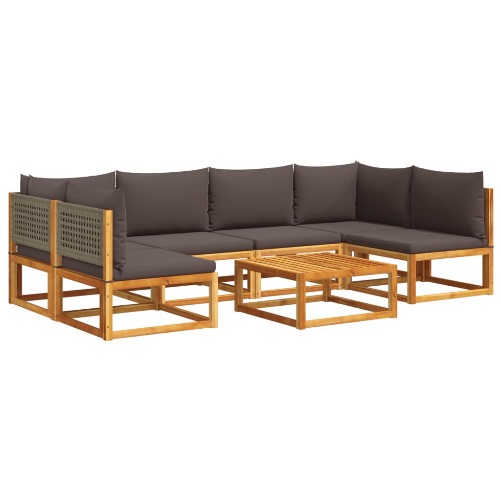 7-delige tuinbankset met kussens acaciahout & rotan is nu te koop bij PeponiXL, paradijselijk wonen!