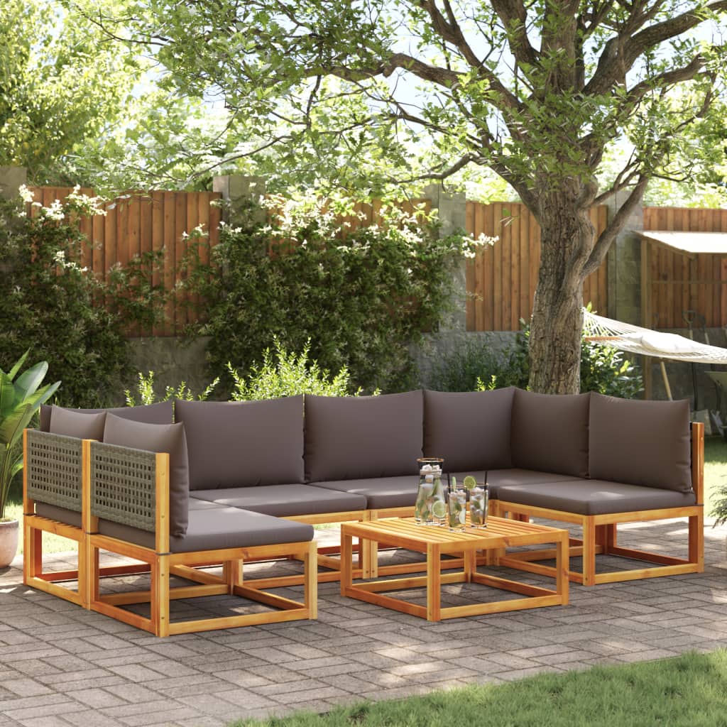 7-delige tuinbankset met kussens acaciahout & rotan is nu te koop bij PeponiXL, paradijselijk wonen!
