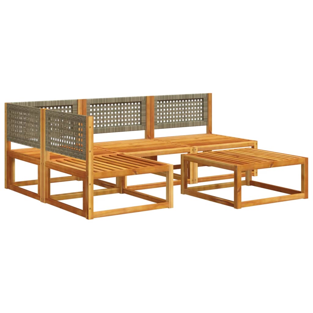 5-delige tuinbankset met kussens acaciahout & rotan is nu te koop bij PeponiXL, paradijselijk wonen!