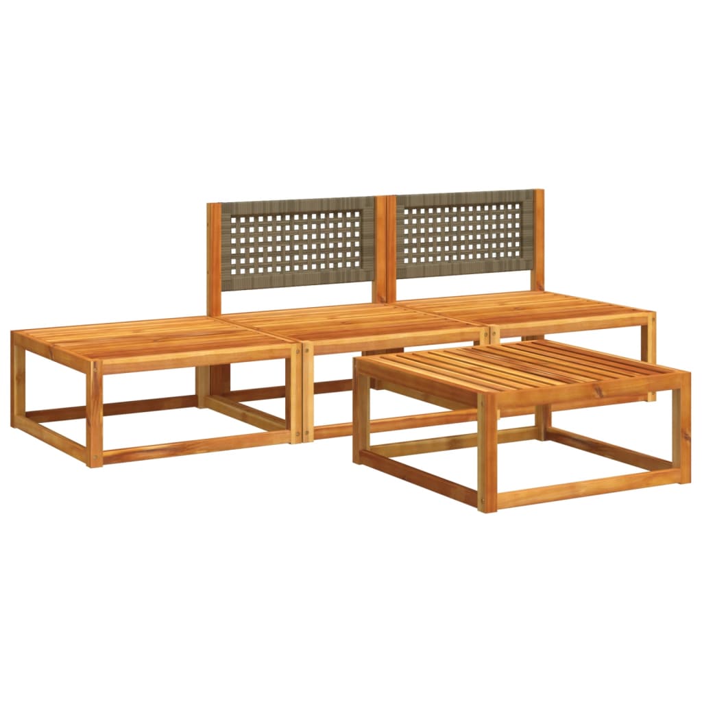 4-delige tuinbankset met kussens acaciahout & rotan is nu te koop bij PeponiXL, paradijselijk wonen!