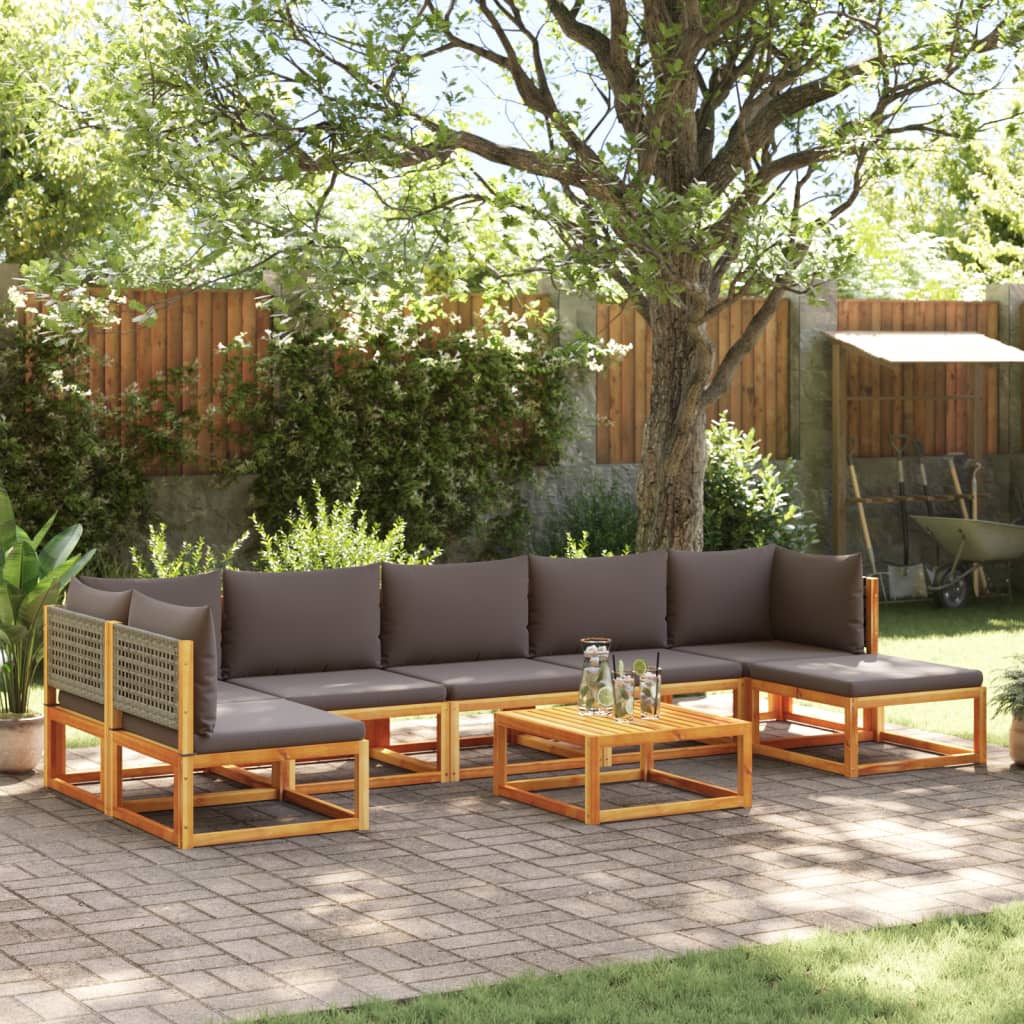 8-delige tuinbankset met kussens acaciahout & rotan is nu te koop bij PeponiXL, paradijselijk wonen!