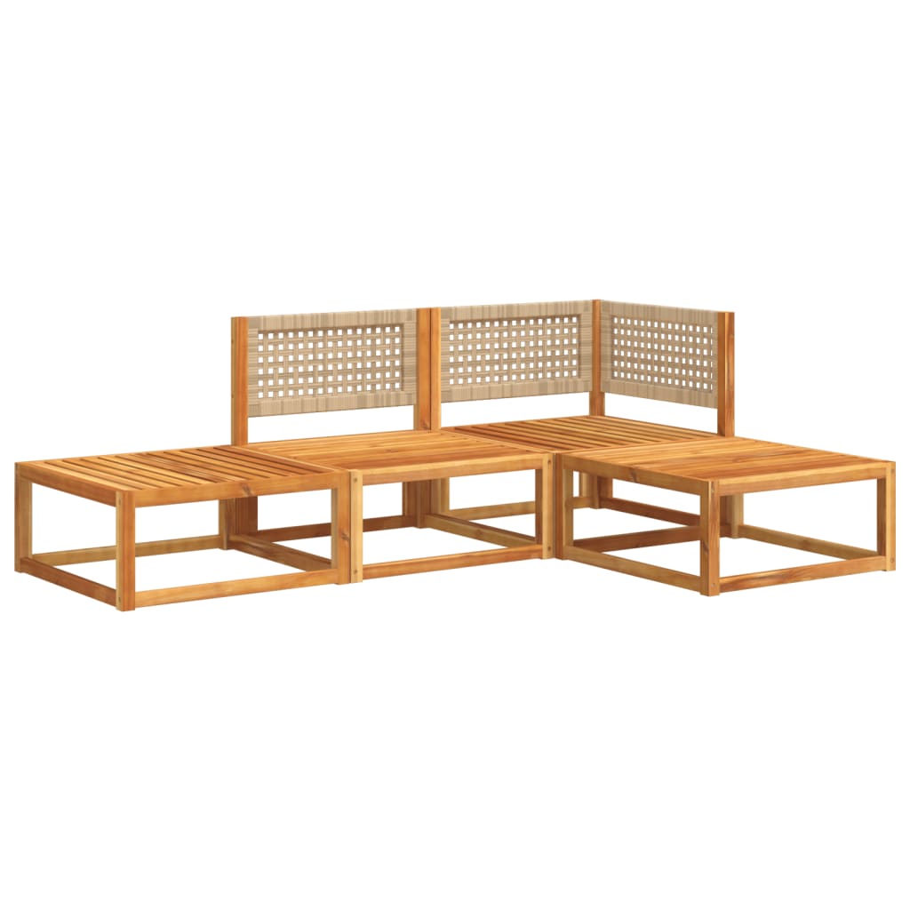 4-delige tuinbankset met kussens acaciahout & rotan is nu te koop bij PeponiXL, paradijselijk wonen!
