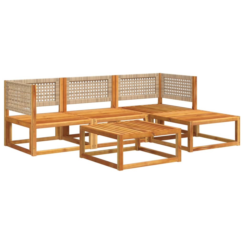 5-delige tuinbankset met kussens acaciahout & rotan is nu te koop bij PeponiXL, paradijselijk wonen!