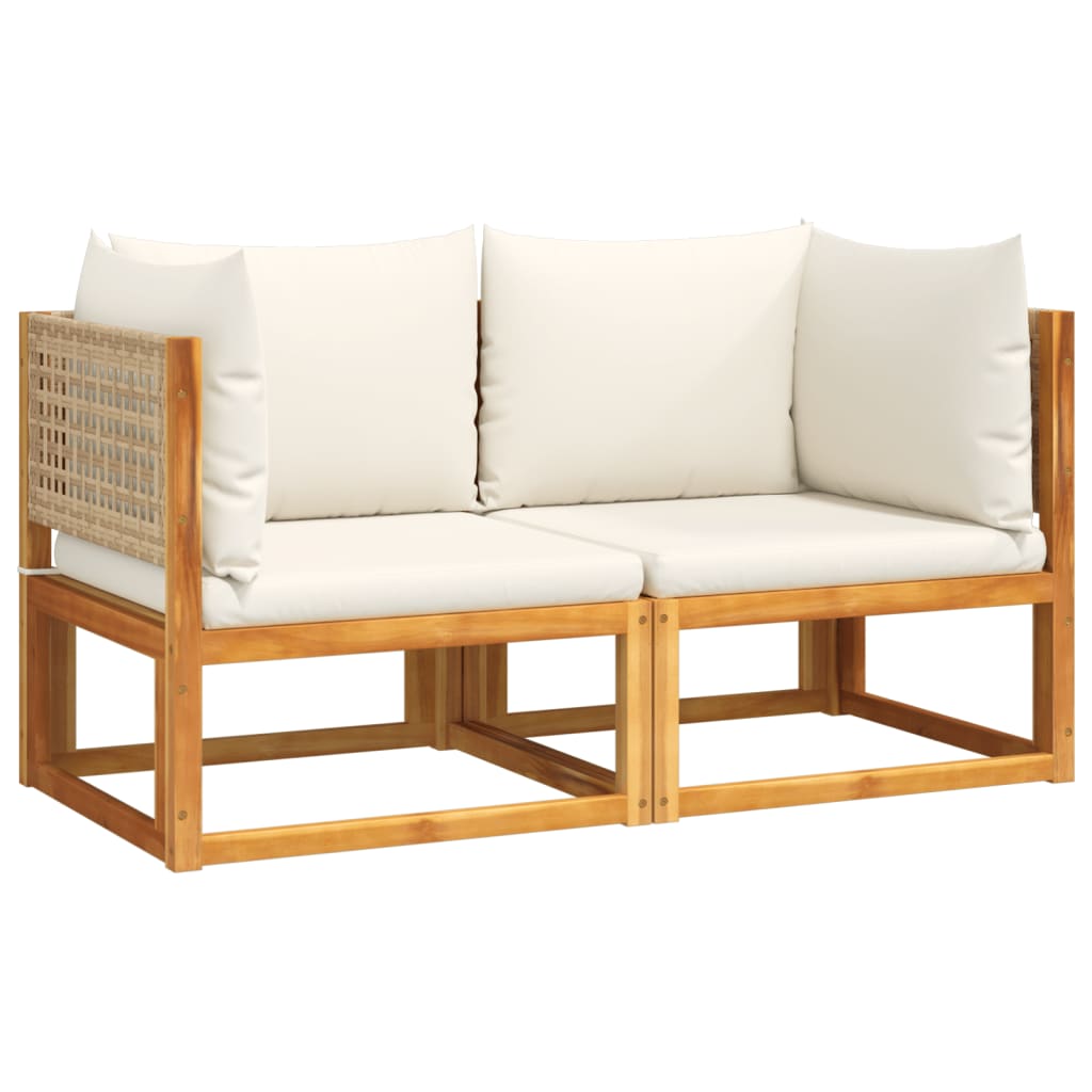 Tuinbanken Hoekbanken met Kussens 2 st acaciahout & Rotan is nu te koop bij PeponiXL, paradijselijk wonen!