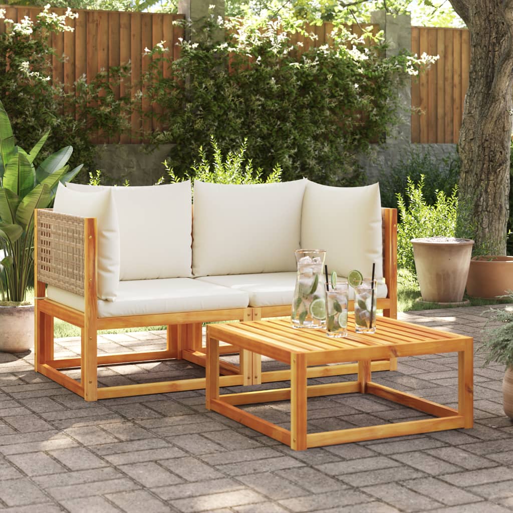 Tuinbanken Hoekbanken met Kussens 2 st acaciahout & Rotan is nu te koop bij PeponiXL, paradijselijk wonen!