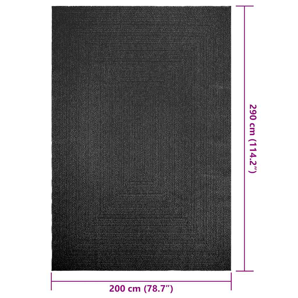 Vloerkleed ZIZUR binnen en buiten 200x290cm jute look antraciet is nu te koop bij PeponiXL, paradijselijk wonen!
