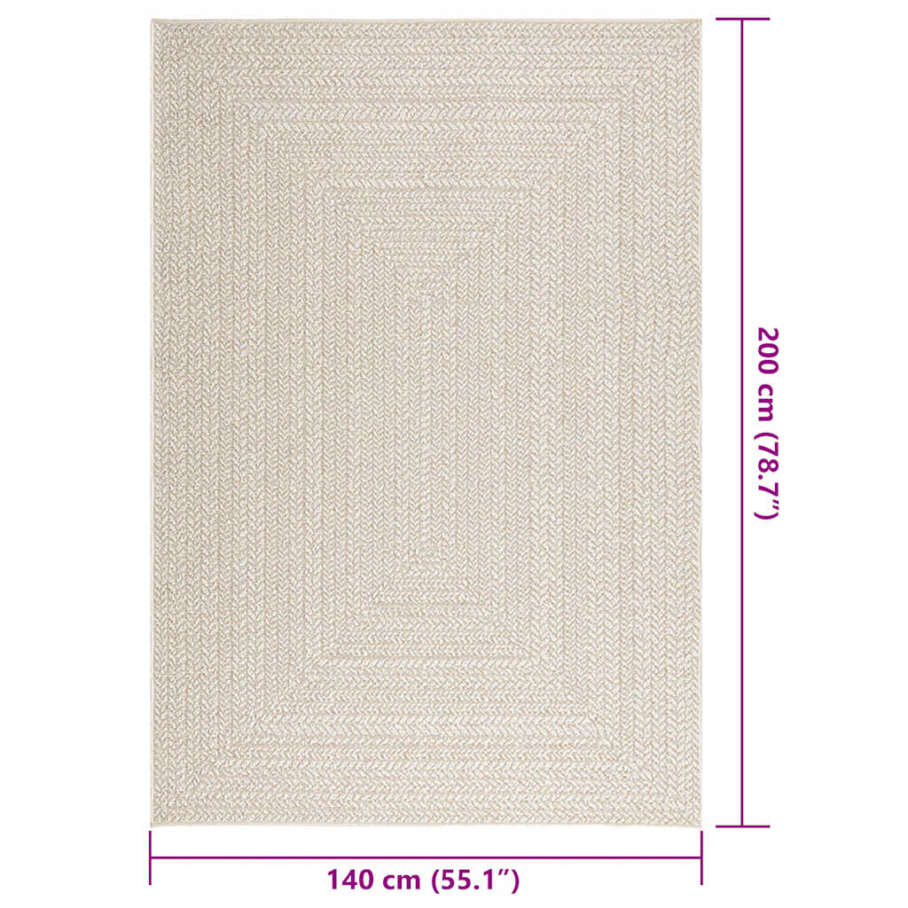 Vloerkleed ZIZUR room binnen en buiten 140x200 cm jute look is nu te koop bij PeponiXL, paradijselijk wonen!