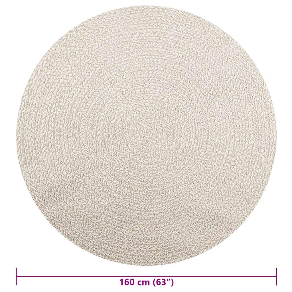 Vloerkleed ZIZUR crème binnen en buiten Ø 160 cm jute look is nu te koop bij PeponiXL, paradijselijk wonen!