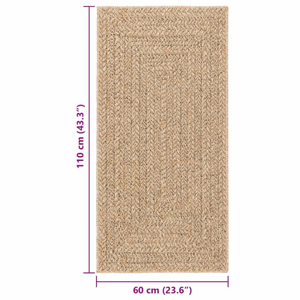Vloerkleed ZIZUR beige binnen en buiten 60x110 cm jute look is nu te koop bij PeponiXL, paradijselijk wonen!