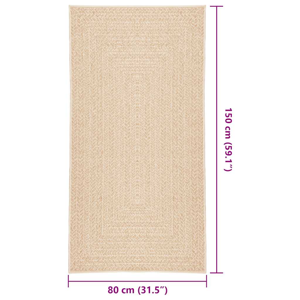 Vloerkleed ZIZUR beige binnen en buiten 80x150 cm jute look is nu te koop bij PeponiXL, paradijselijk wonen!