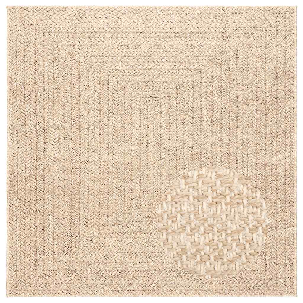 Vloerkleed ZIZUR beige binnen en buiten 120x120 cm jute look is nu te koop bij PeponiXL, paradijselijk wonen!