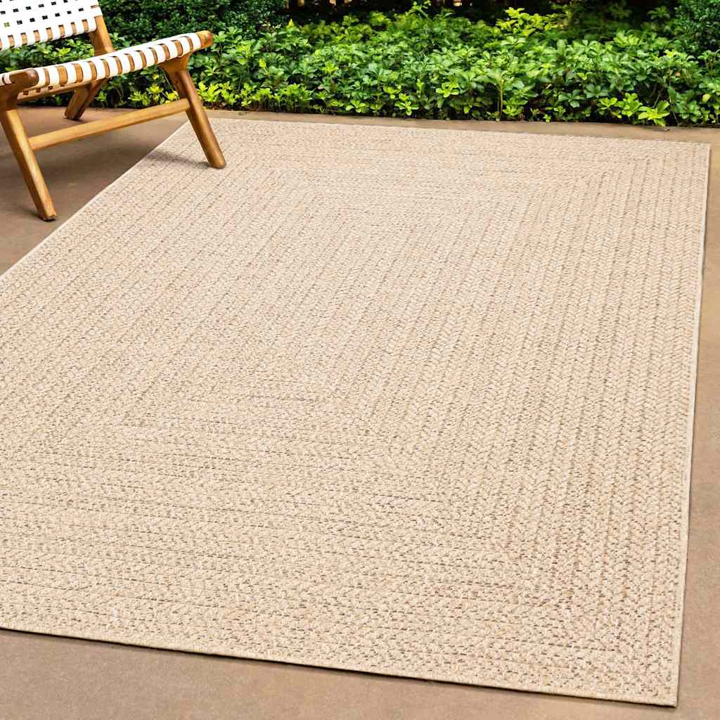 Vloerkleed ZIZUR beige binnen en buiten 120x170 cm jute look is nu te koop bij PeponiXL, paradijselijk wonen!