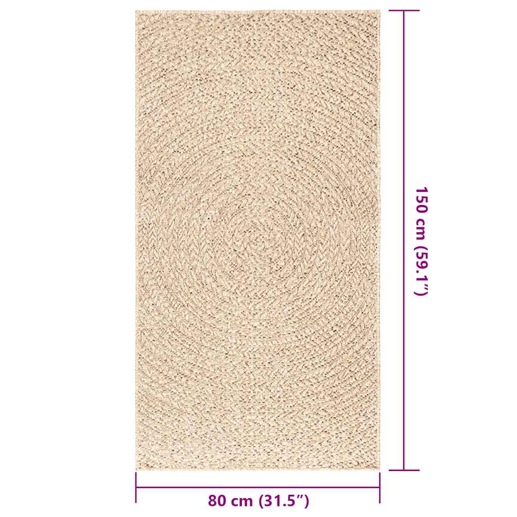 Vloerkleed ZIZUR beige binnen en buiten 80x150 cm jute look is nu te koop bij PeponiXL, paradijselijk wonen!