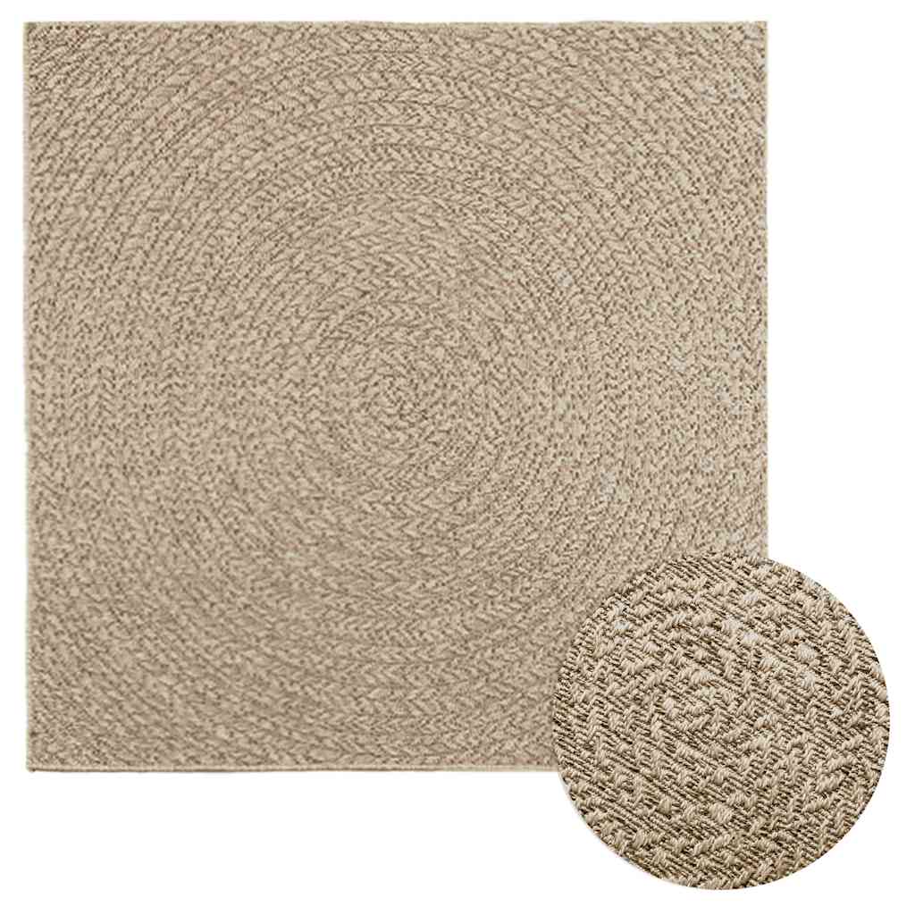 Vloerkleed ZIZUR beige binnen en buiten 120x120 cm jute look is nu te koop bij PeponiXL, paradijselijk wonen!