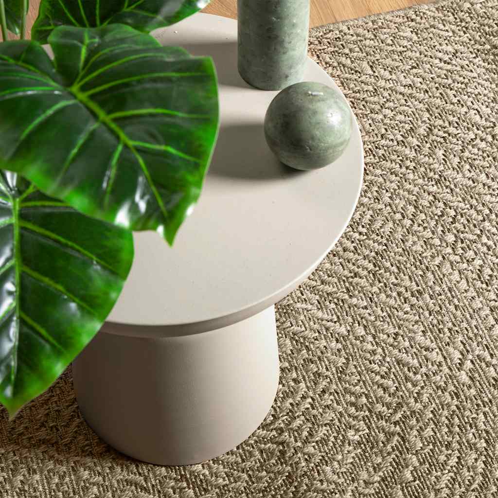 Vloerkleed ZIZUR beige binnen en buiten 120x120 cm jute look is nu te koop bij PeponiXL, paradijselijk wonen!